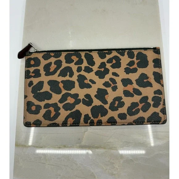 Coach Womens Burgundy Leopard Leather Small Shoulder Bag 10"x6" Classic Chrome - Picture 4 of 10